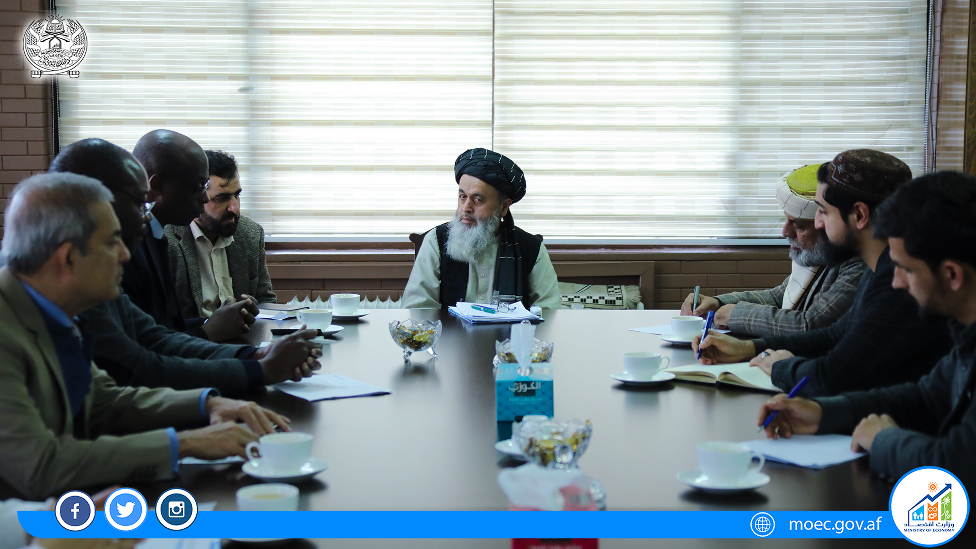 Today, Tuesday, 23/7/1444 AH, Maulvi Mohammad Alam "Jamil", Deputy Finance, Administration and Coordination of the Ministry of Economy met Rauf Majho, Deputy Commissioner of UNHCR and his accompanying team.